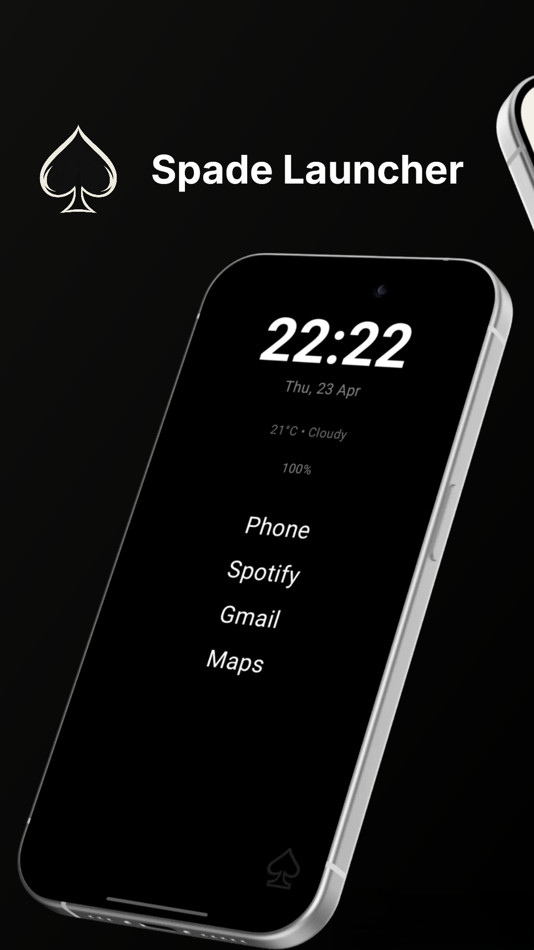 Spade Launcher first screen