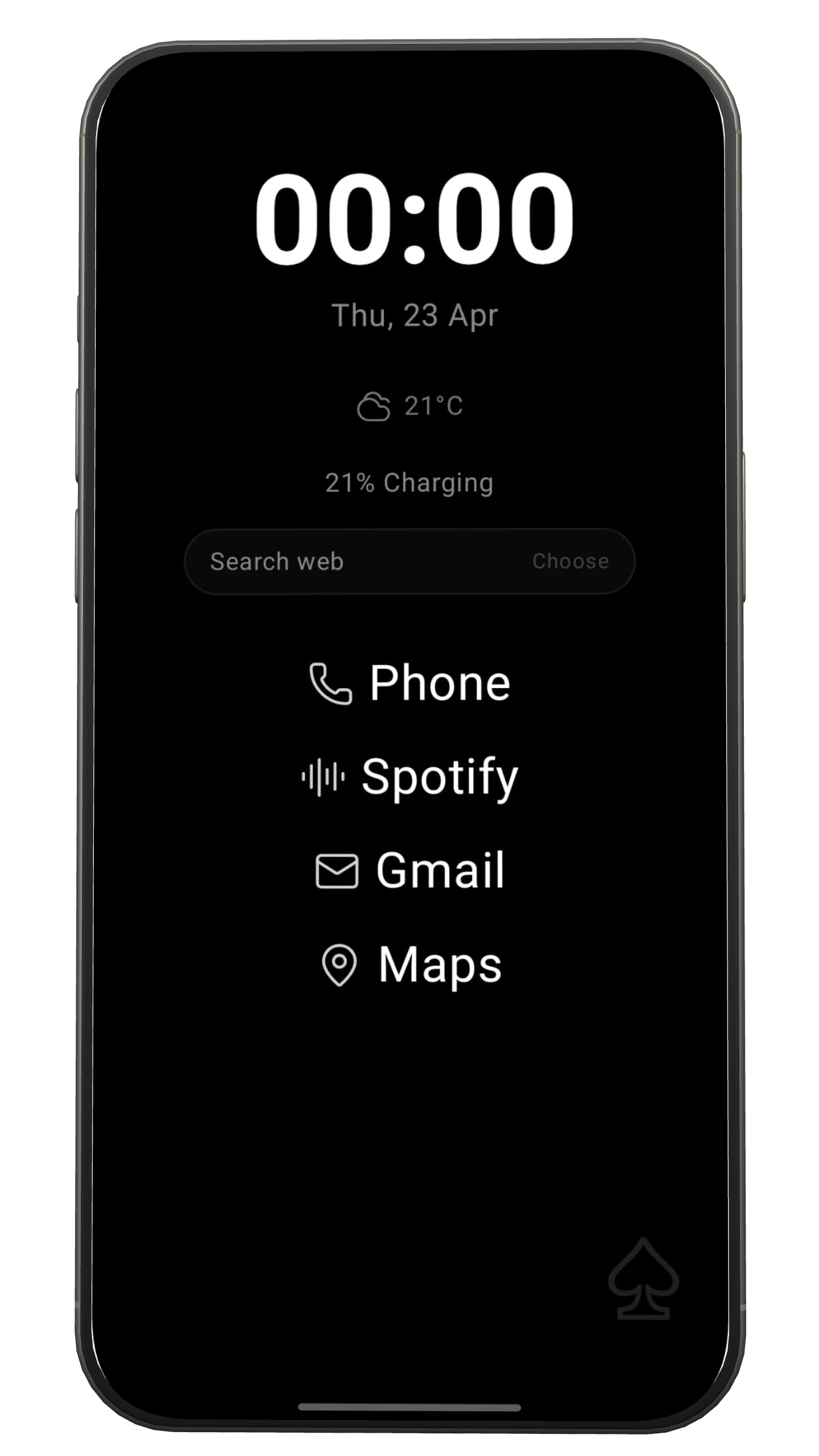 Spade Launcher home screen